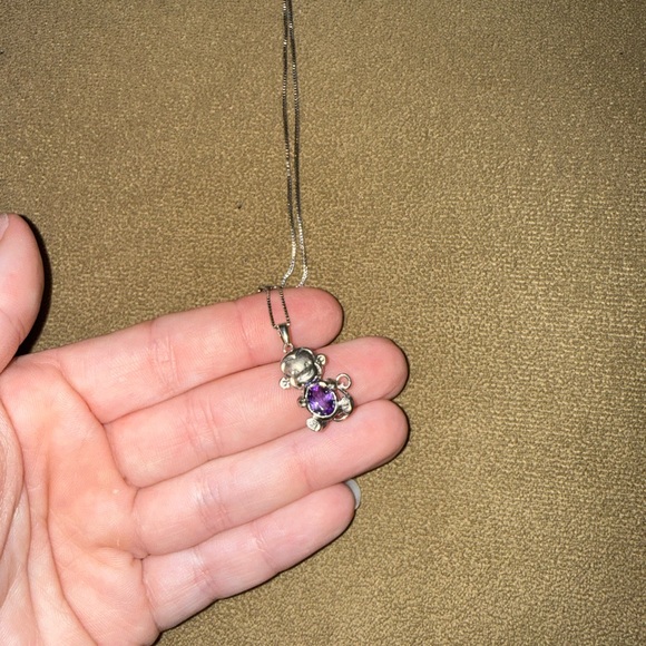 Kay Jewelers Silver Necklace with Purple Gem - Picture 2 of 3